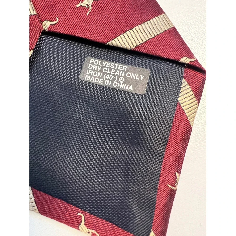 Vintage Paris Moderns Mens Burgundy Kangaroo Stripe Hand Made Neck Tie‎